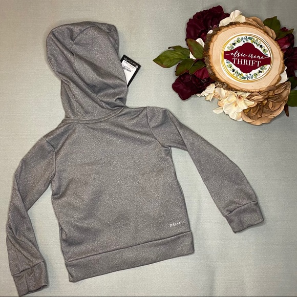 $ NWT Girls Grey Nike Hoodie with Sparkly Nike - Picture 8 of 9